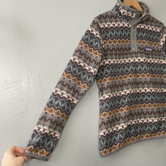 Patagonia Pullover Fleece Size Small Micro D Snap T Companions Aztec Tribal - Picture 2 of 11